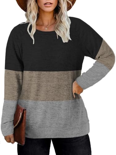 DOLNINE Women's-Plus-Size-Sweatshirts Long Sleeve Tops Crewneck Shirts Casual Tunics XL-4XL2