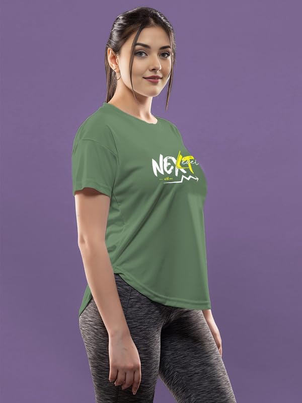 Image of CHKOKKO Womens Stylish Activewear Quick Dry Lightweight Breathable Printed Round Neck Half Sleeve Regular Fit Gym T Shirt for Sports Yoga and Training