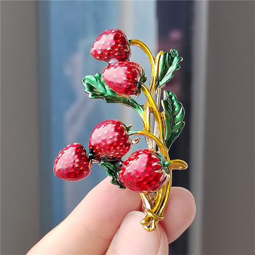 Image of WCRAZYE Red Strawberry Brooch Pin for Women Girls Cute Enamel Fruit Brooches Badges for Clothing Backpacks Bag Fashion Brooches Plant Lapel Pin Accessories Jewelry Gift
