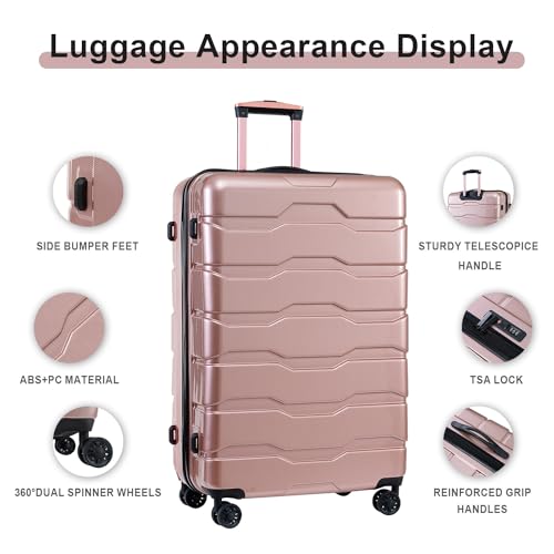 GOWE Luggage Sets ABS+PC Hardshell 3pcs Clearance Luggage Hardside Lightweight Suitcase Sets Spinner Wheels Suitcase with TSA Lock (20/24/28), Rosld3
