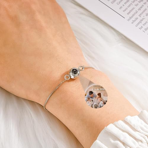 VEELU Custom Bracelet with Picture Inside - Picture Bracelet Personalized Photo - Customized Photo Projection Bracelets - Anniversary Memorial Gifts for Couples & Loved Ones2