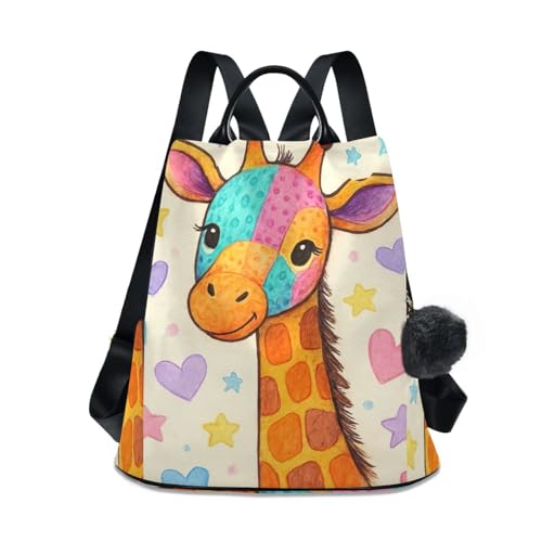 Sac à dos fermeture éclair dans le dos motif girafe avec antivol