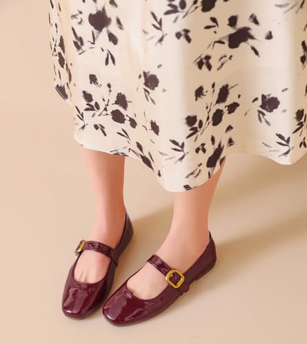 Mary Jane Ballet Flats for Women Dressy Comfortable Square Toe Buckle Strap Soft Work Flats Mary Jane Flats Shoes3