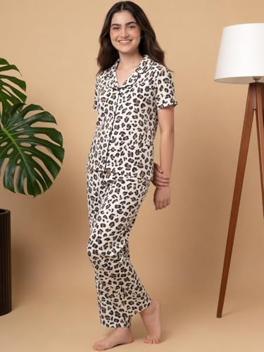 Image of Li'l Tomatoes Girls 100% Cotton Night Suit Set | Half Sleeve Shirt & Pyjama Set | Soft & Breathable Sleepwear | Casual Summer Wear | 9-16 Years