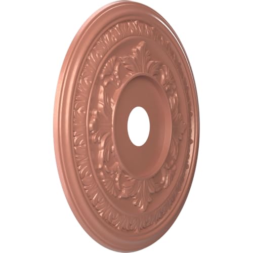 Image of Ekena Millwork CMP22BAFCP Baltimore Thermoformed PVC Ceiling Medallion (Fits Canopies up to 7 3 /4 inch), 22 inchOD x 3 1 /2 inchID x 1 inchP, Universal Pearl Metallic Champagne Pink