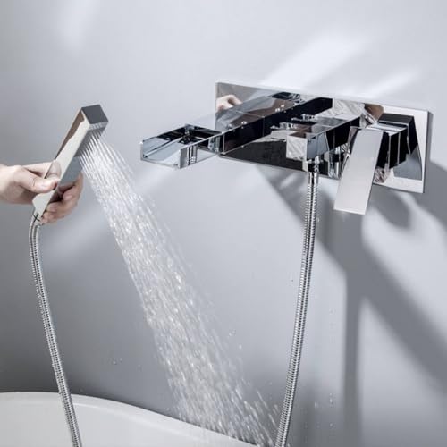 Ensemble de robinet de douche mural gris avec mitigeur cascade de bain - 2