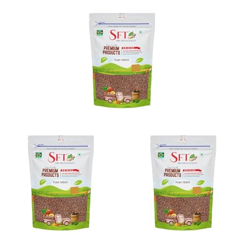 Image of SFT Raw Flaxseeds | 500 Gram | Rich In Antioxidants | Rich In Protein & Dietary Fibre, Source Of Iron & Dietary Fibre (Pack of 3)