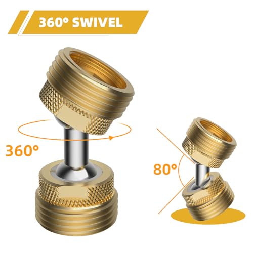 Image of Swivel All-Metal Garden Hose Adapter, 3 /4 inch GHT Hose Protector, Male to Male