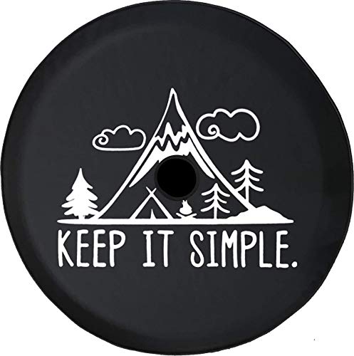 JL Series Spare Tire Cover with Backup Camera Hole Keep it Simple Mountains Clouds and Trees Black 32 in