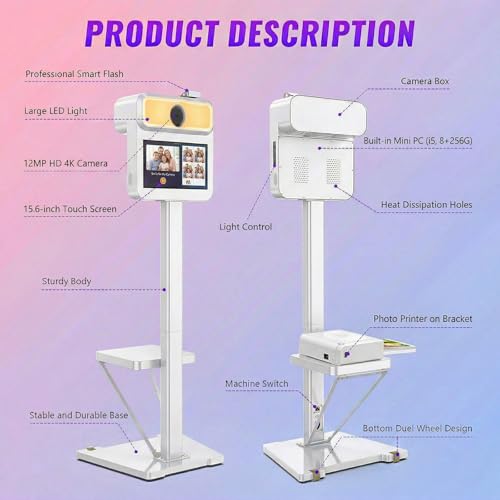 Image of MWE Magic Mirror Photo Booth Touch Screen with Printer and DSLR Camera,Mirror Video Booth with Software APP Remote Control (16in+Printer)