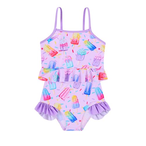 Image of Funnycokid Girls Swimsuit Kids Bathing Suit Rashguard Swimwear Long Sleeve 3 Piece Toddler 3-7 Years
