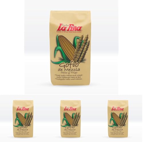 Gofio La Piña - Gofio Mezcla 500g | Producto Natural | Fuente de Proteínas Vegetales | Rico en Minerales | Aporte de Energía | Efecto Saciante | Ayuda a Controlar la Glucosa (Paquete de 4)