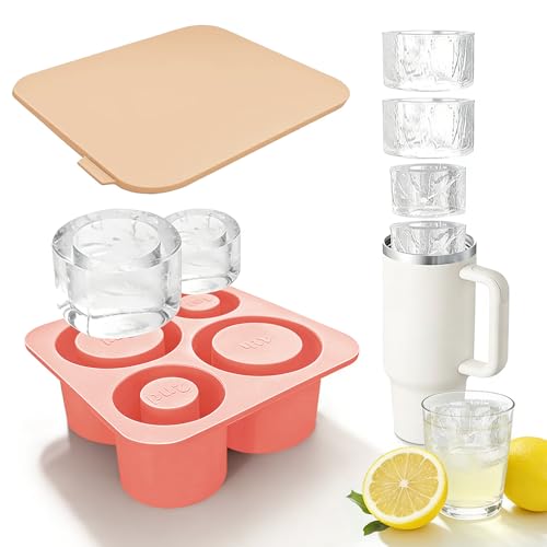Silicone Hollow Cylinder Ice Cube Tray Mold for Stanley Cup(Pink)