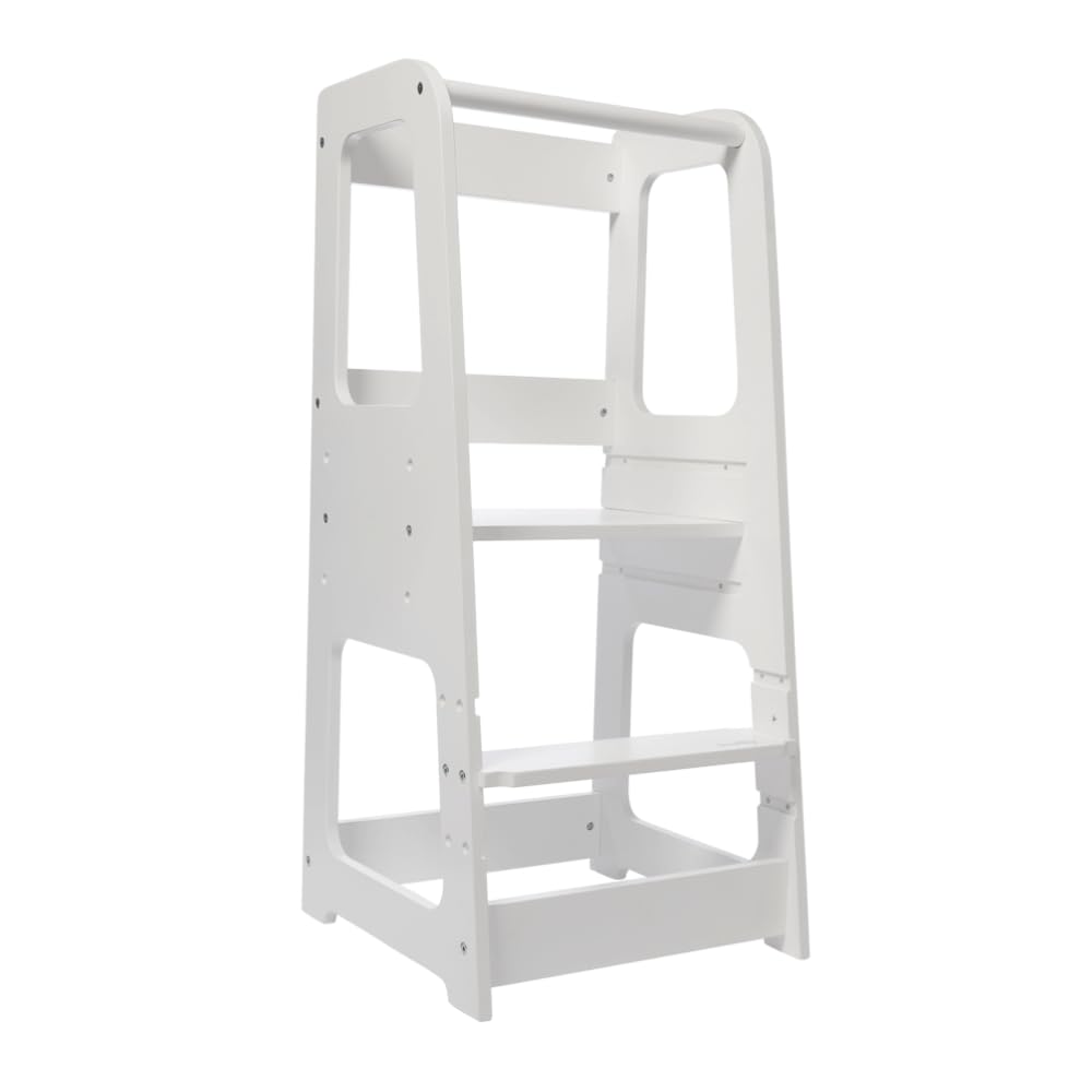 GOPLUS Leertoren voor kinderen, multifunctionele opstapkruk van hout met 3 verstelbare hoogtes, leerstoel baby met whiteboard, bord, 3 pennen, voor kinderen vanaf 1 jaar, 37 x 50 x 87 cm (roze