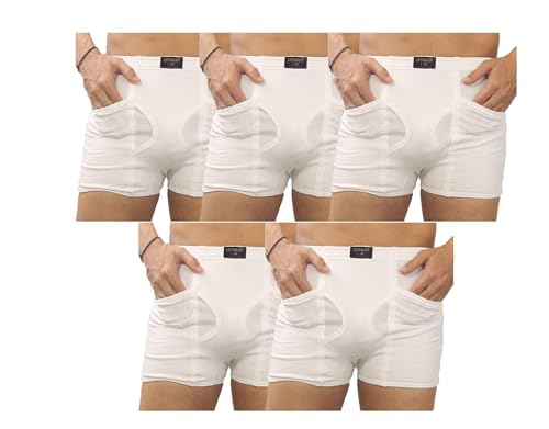 Image of Men White Cotton Pocket Trunks Underwear 3 Pcs Combo