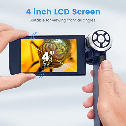 Image of Andonstar AD203S HDMI Digital Microscope with 32GB SD Card Pocket Electronic Digital Microscope for Kids and Adults Observe Outdoor Tools (Dark Blue)
