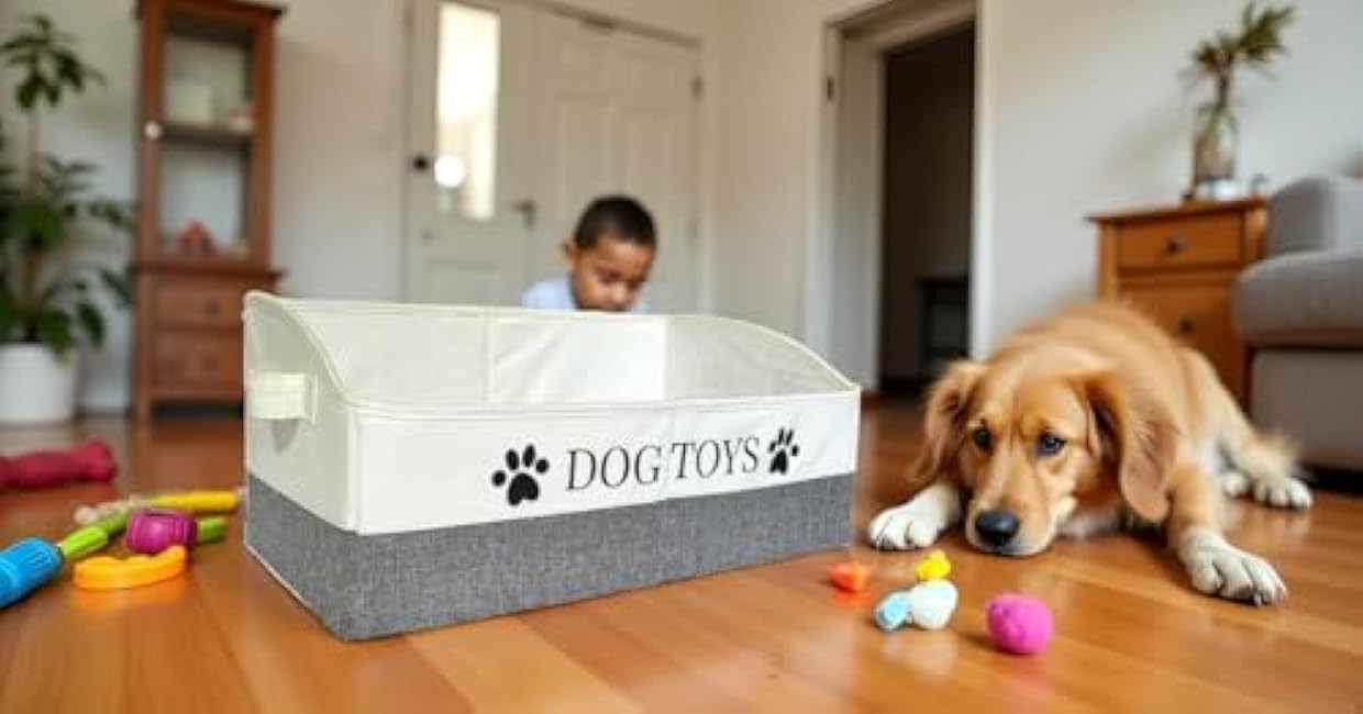 Large Dog Toy Storage Bin Sturdy and Foldable Toy Basket