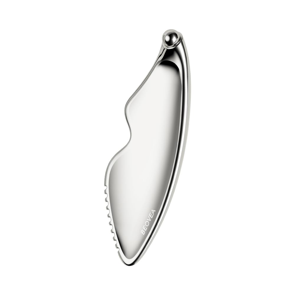 BEOVEA Gua Sha Facial Tools - Guasha Tool for Face and Body, Premium Metal Scraping Massage Tool for Lymphatic Drainage, Skin Rejuvenation, and