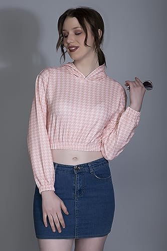 Image of Leriya Fashion Women's Western Crop Top with Hoodie Neck & Long Sleeve || Hoodies with Loose Fit is Comfortable Wear for Sports | Gym | Workout | Yoga | Casual.