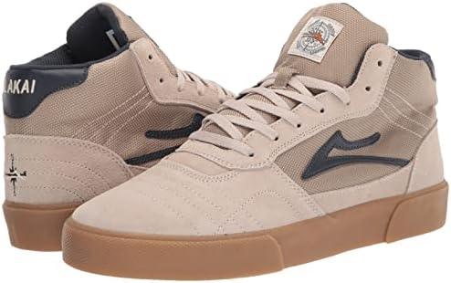 Lakai Men's Cambridge MID Skate Shoe, Cream/Navy Suede, 8 | Image 6