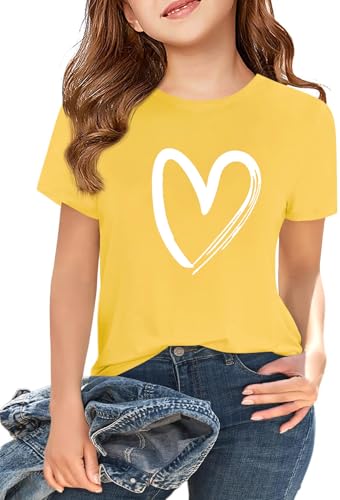Image of Girls Short Sleeve Tee Shirts Kids Summer Crewneck Tops 5-14 Years