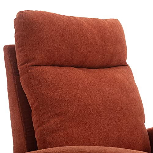 Luckhao Swivel Rocking Chair，Nursery Swivel Glide Armchair Linden Fabric Upholstered Modern Rocking Chairs With High Backrest For Nursery, Bedroom, Living Room（Orange-Red #TOP3