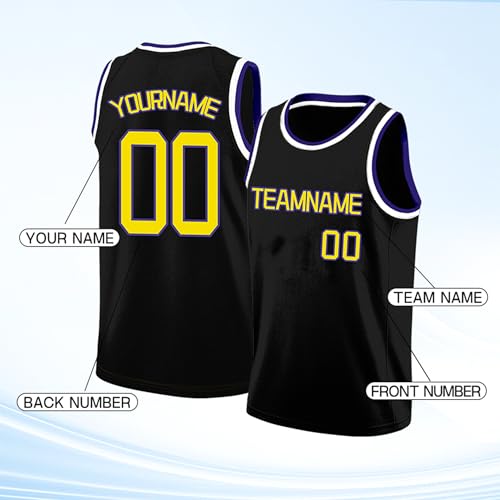 Image of Custom Basketball Jersey for Men - Personalized Name & Number, Embroidered or Printed, Athletic Shirt for Kids, Boys & Youth