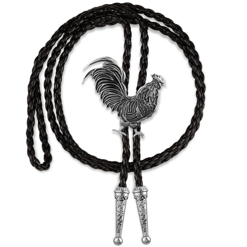 LAXPICOL Vintage Retro Bolo Tie For Men Rooster Cock Western Cowboy Bolo Tie Fashion Men's Accessary