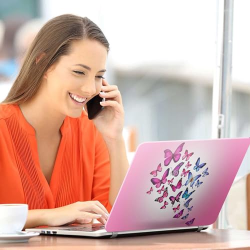 Image of Galaxsia Butterfly Pink Pattern Full Body Vinyl Laptop Skin /Sticker /Cover Upto 15.6 Inches Laptops Laminated-Removable-HD Quality Compatible for Hp-Dell-Sony-Lenovo-Asus etc.(15x10 Inches)