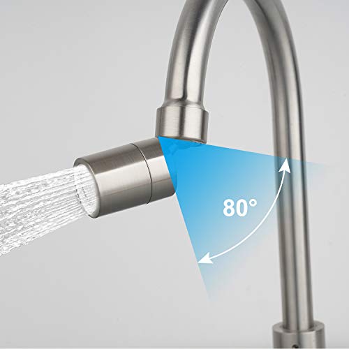 Waternymph 360 Degree Swivel Sink Faucet Aerator,Big Angle Water Saving Dual Function Kitchen Faucet Aerator,55/64 Inch Female Thread Brushed-Nickel, High Pressure #TOP2