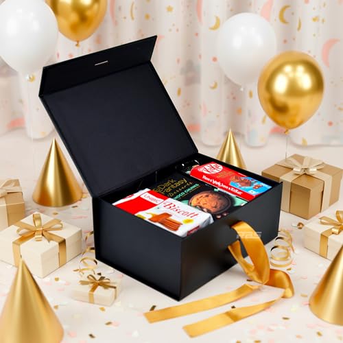 Image of RBS - Gift Box (23 x 16 x 10 cm) Cardboard Personalized Gift Boxes for Packaging (1Pack) Multipurpose Hamper Box Empty Packing Gift Boxes for Birthday Holds Upto 5kg (Gold Birthday Frame Script Font)