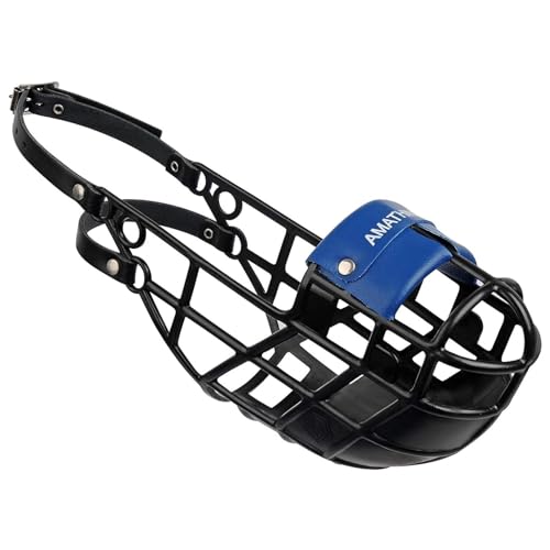 AMATHINGS Modello museruola Super Kennel Soft con nasello Imbottito in Nero Bere Sempre Possibile Ideale per Ruota Libera, Prato per Cani, Cuccia, Razza