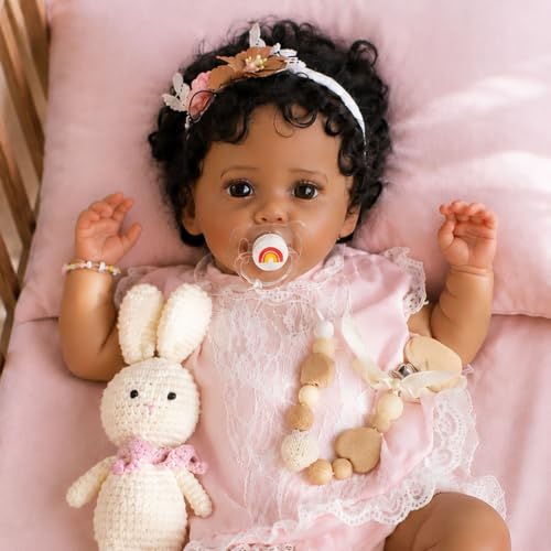 Muñeca Reborn Realista Negra Bebé de 20 pulgadas miniatura 1