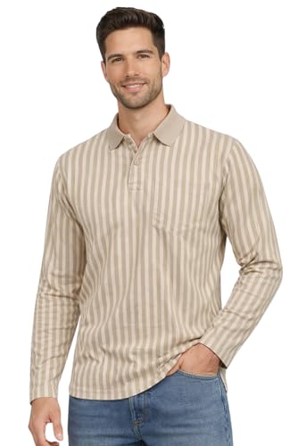 Image of SANE ORIGINALS Full Sleeves Polo T-Shirt for Men with Pocket || Stripe Collar and Pocket T-Shirt for Men Long Sleeves