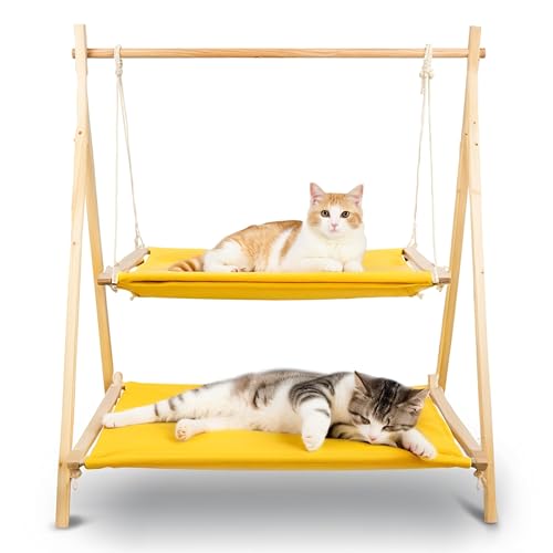 XYUEMY Cat Swing Bed, Indoor Bunk Cat Hammock Bed, Elevated Cat Bed That Can Accommodate Multiple Cats at The Same Time 27