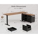 OffiGo 55 Inch L Shaped Electric Standing Desk with Drawers & File Cabinet Sets, Executive Sit Stand Desk, Height Adjustable Computer Desk for Home Office, Writing, Workstation, Walnut+Black - Image 3