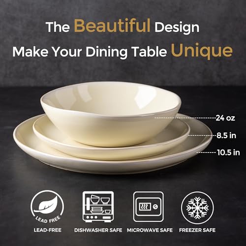 Image of AmorArc Ceramic Dinnerware Sets,Handmade Reactive Glaze Stoneware Plates and Bowls Sets,Highly Scratch Resistant | Dishwasher & Microwave Safe Dishes Set,Service for 8 (24pc)