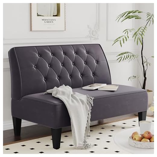annjoe Button Tufted Loveseat Settee Upholstered Sofa Backrest Buckle Couch Banquette Bench for Dining Room Living Room Bedroom Funiture(Gray 1)