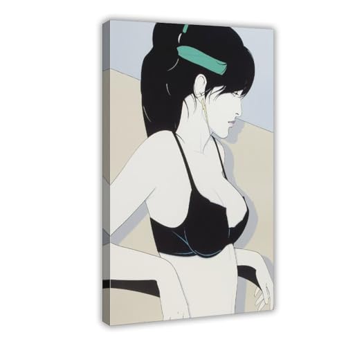 Impression sur toile Pin-Up en noir Patrick Nagel tableau mural salon 30x45cm