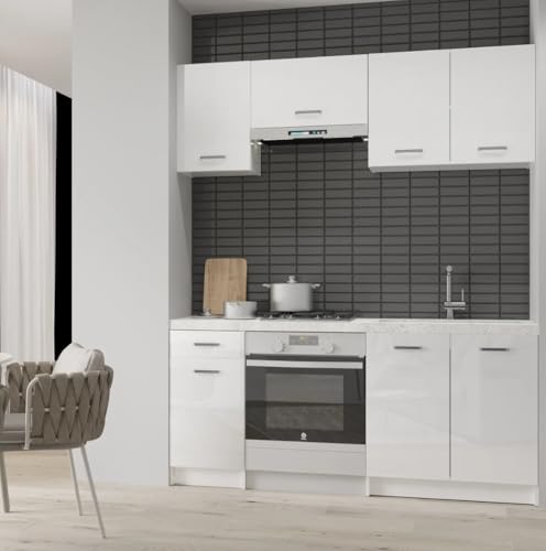 TRANS - PAL 5-Piece Kitchen Cabinet Set, White Gloss, Easy Assembly & Maintenance,