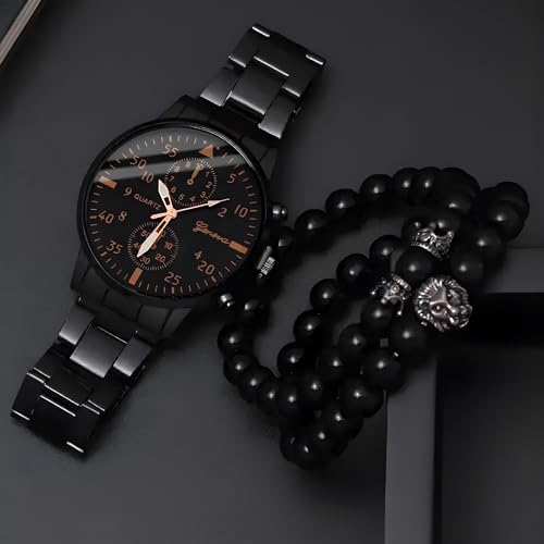 Retoo Armbanduhr Analog Herren Quartz mit Edelstahl Armband Herrenuhr Minimalistische Unisex Uhren Casual Outdoor Elegantes Klassische Geschenk für Männer und Damen Schwarz