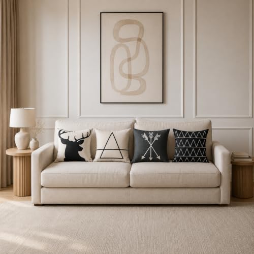 Image of STITCHNEST Polycotton Printed Cushion Covers Set of 4, 24x24 Inches