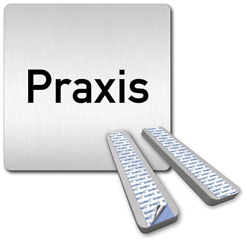 Türschilder24 XXL Schild - Türschild • 125 x 125 mm • Praxis Arztpraxis • 1,5 mm Aluminium Vollmaterial • 100% Made in Germany (Praxis + Abstandshalter)