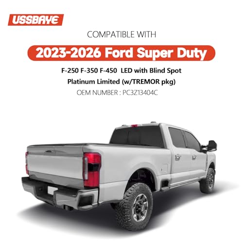 Image of LED Tail Lights For 2023-2026 Ford Super Duty Platinum /Limited Right | F250 /F350 /F450 Rear Taillights Assembly OEM Replace PC3Z13404C (W /Blind Spot Barket W /O Radar Passenger Side)