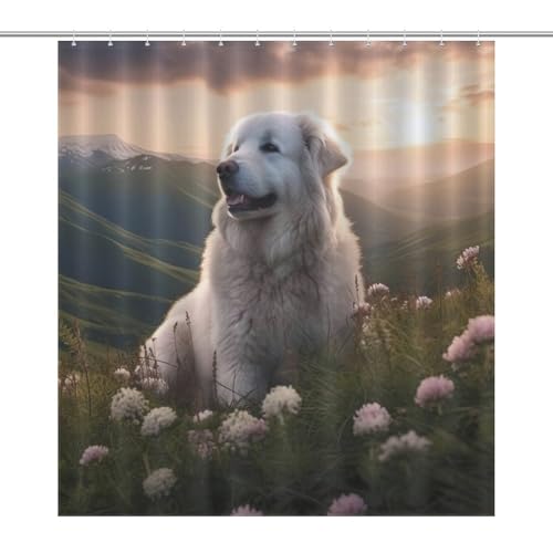 Rideau de douche chien séchage rapide en polyester imperméable pour salle de bain propre - 7