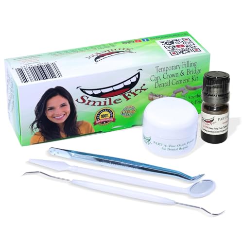 SmileFix Filling, Cap, Crown & Bridge Dental Repair Kit - Sturdy Zinc Oxide & Eugenol Oil Cement - Temporary Teeth Fix - Glue for Crowns & Bridges - Tooth Repairs - Smile Confidently