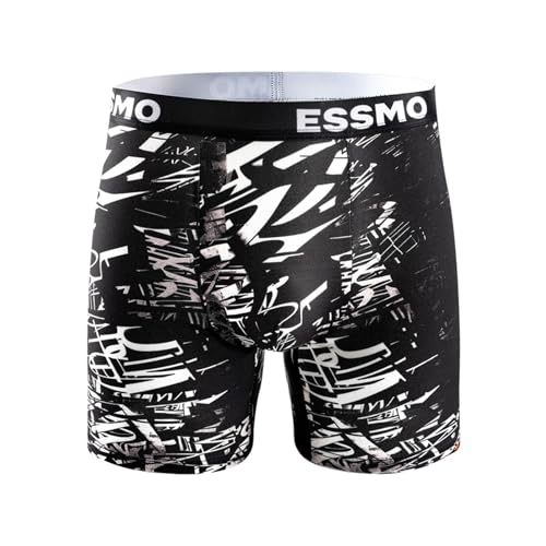 Mens Boxer Briefs Long Length 4 Way Stretch Letter Print Soft Underwear for Men