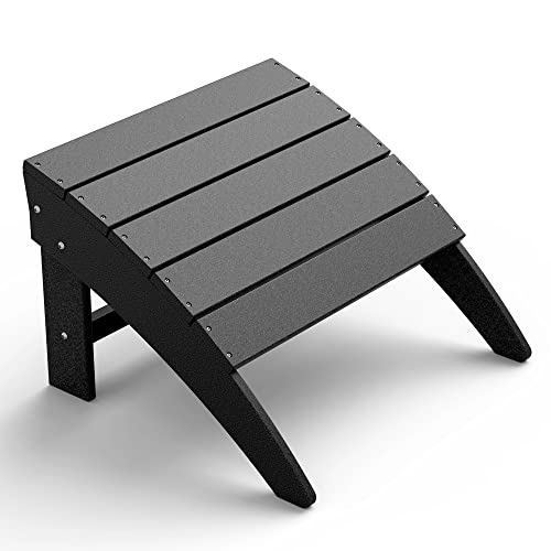 Otsun Adirondack Ottoman, Plastic Outdoor Footstool, All-Weather Patio Foot Rest For Adirondack Chair, Suitable For Fire Pits, Deck, Lawn, Porch, Backyard, Garden, Black #TOP30