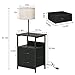Fixwal Bedside Table with 3 Color Temperature Reading Light, Nightstand with LED Light & Charging Station End Table with Adjustable Fabric Drawer for Bedroom, Dorm, Black