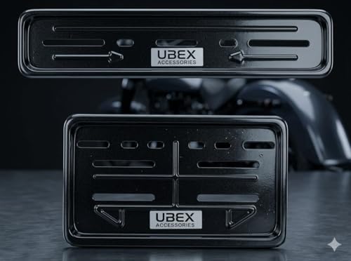 Image of UBEX Metal Number Plate Frame for Bikes - Front & Back Set | Black ND Plate Holder Cover | Universal Standard Size for All Motorcycles & Scooter